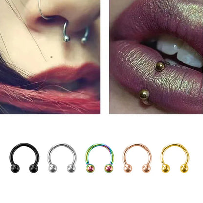 1 Set Nose Rings & Studs Modern Style Classic Style Cool Style C Shape 304 Stainless Steel Plating 14K Gold Plated Lip Ring Nose Ring