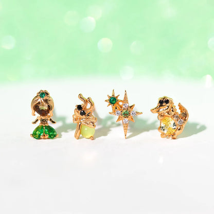 1 Set Princess Cute Cartoon Character Brass Asymmetrical Plating Inlay Zircon 18k Gold Plated Ear Studs