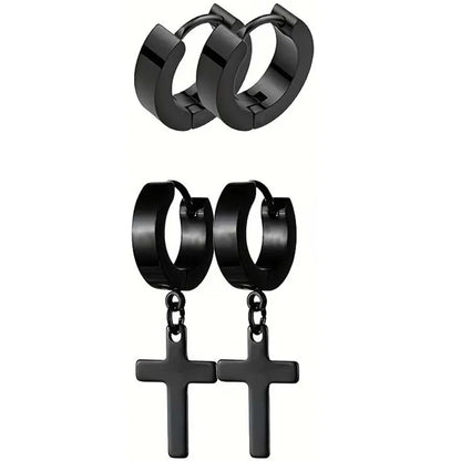 1 Set Punk Cross Solid Color 304 Stainless Steel Drop Earrings Earrings