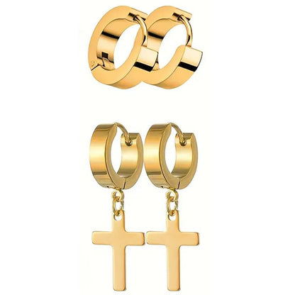 1 Set Punk Cross Solid Color 304 Stainless Steel Drop Earrings Earrings