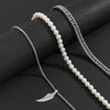 Wholesale Jewelry Punk Pearl Wings Artificial Pearl Alloy Iron Beaded Chain Necklace
