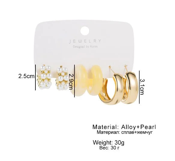 1 Set Retro C Shape Alloy Ear Studs