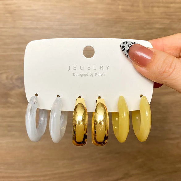 1 Set Retro C Shape Alloy Ear Studs