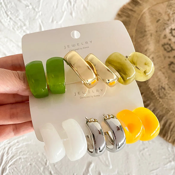 1 Set Retro C Shape Alloy Ear Studs