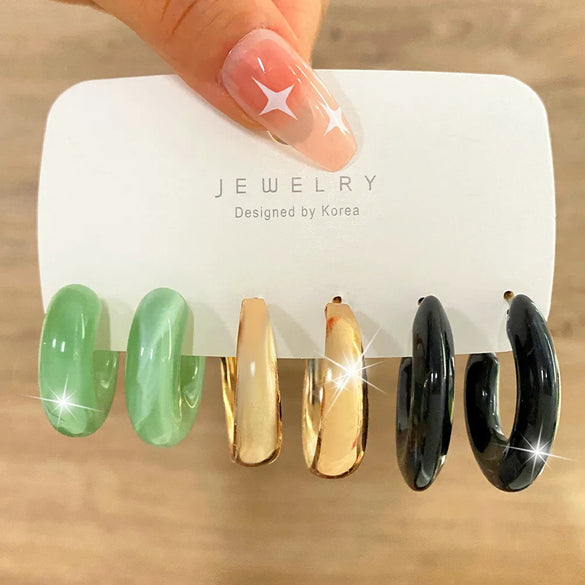 1 Set Retro C Shape Alloy Ear Studs