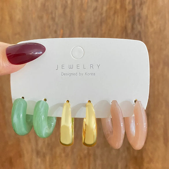 1 Set Retro C Shape Alloy Ear Studs