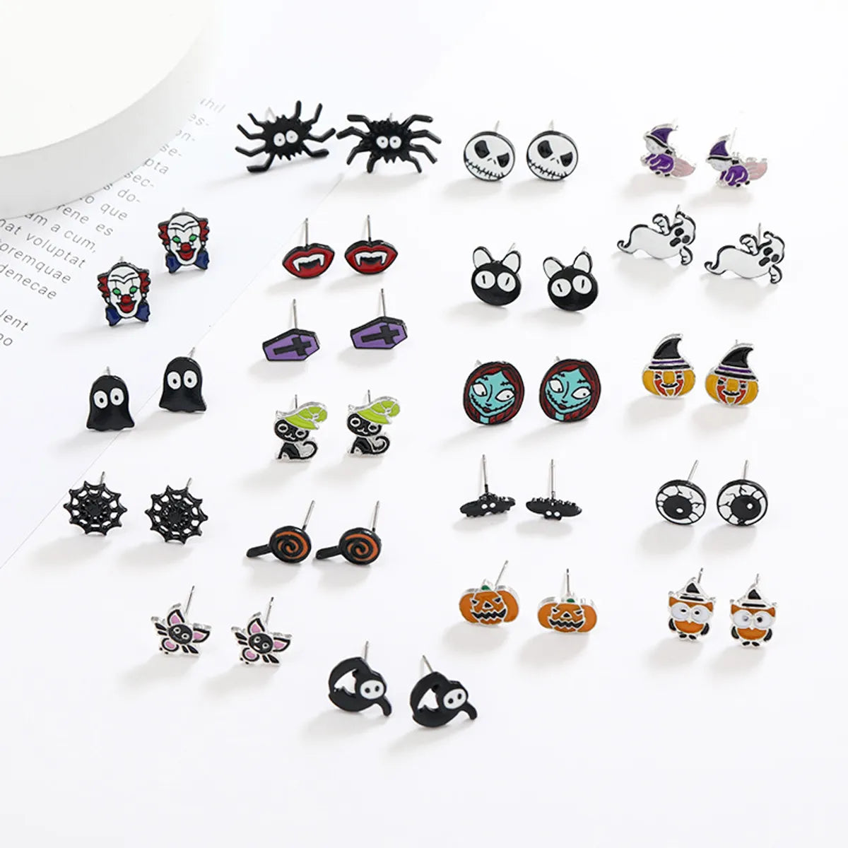 1 Set Retro Funny Devil's Eye Skull Ghost Stamping Enamel Plating Alloy Rhodium Plated Silver Plated Ear Studs