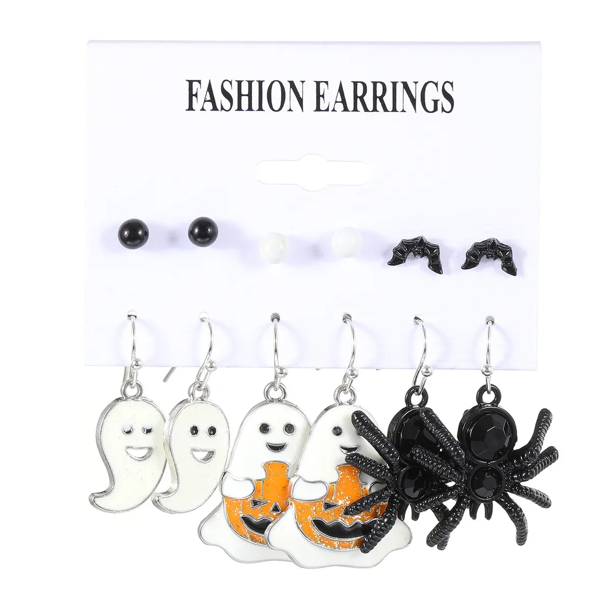 1 Set Retro Funny Punk Halloween Pattern Pumpkin Skull Plating Alloy 14k Gold Plated Silver Plated Earrings