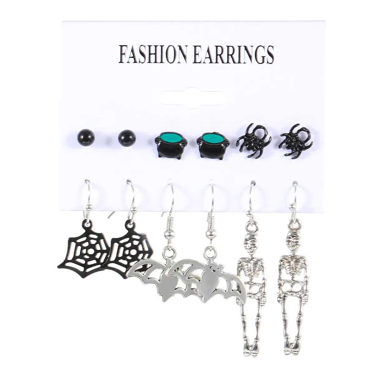 1 Set Retro Funny Punk Halloween Pattern Pumpkin Skull Plating Alloy 14k Gold Plated Silver Plated Earrings