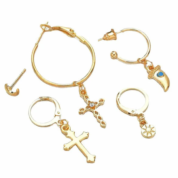 1 Set Retro Simple Style Cross Inlay Alloy Rhinestones Drop Earrings