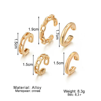 1 Set Retro Simple Style Geometric Plating Alloy Ear Cuffs