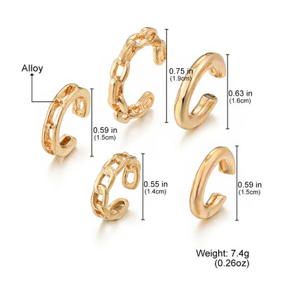 1 Set Retro Simple Style Geometric Plating Alloy Ear Cuffs