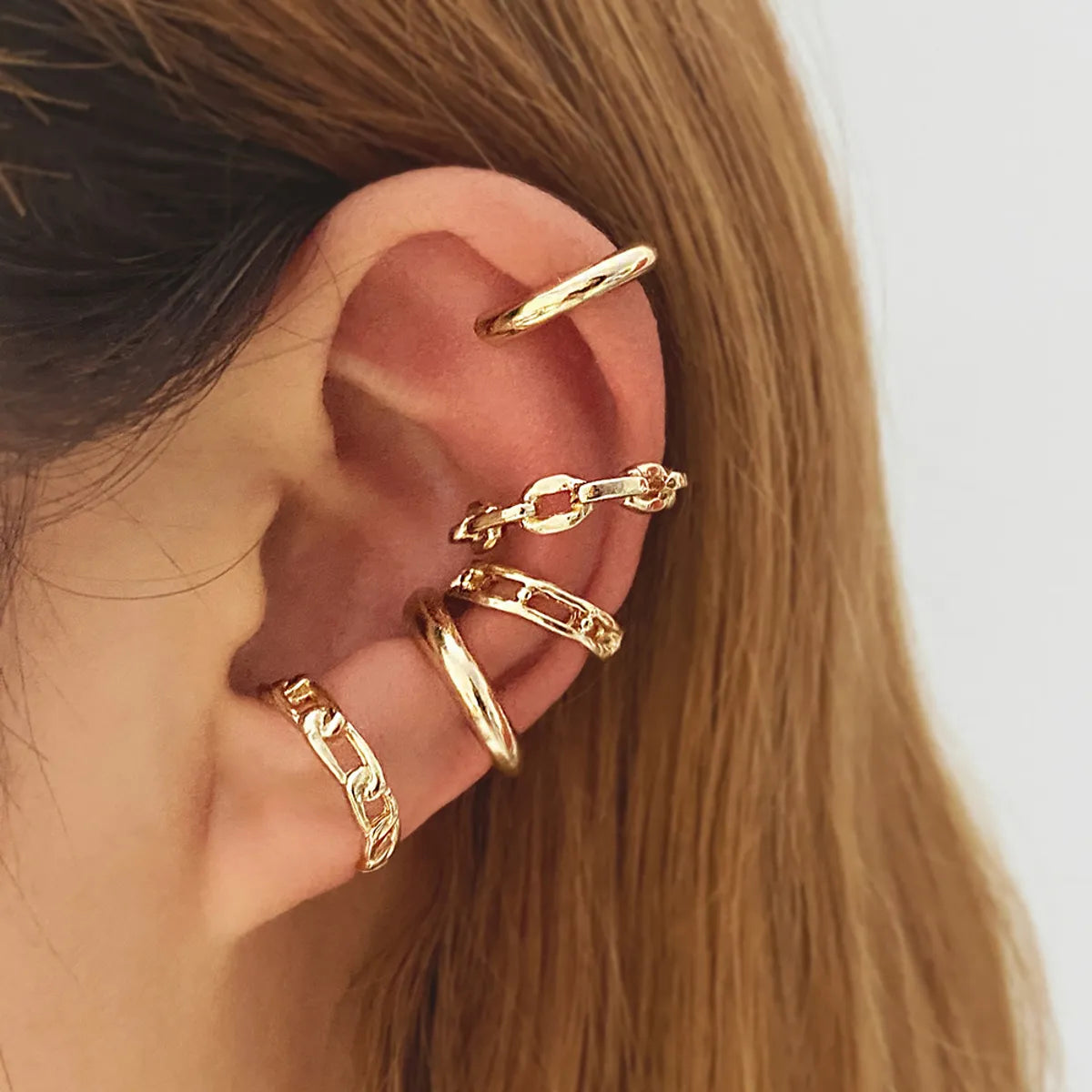 1 Set Retro Simple Style Geometric Plating Alloy Ear Cuffs