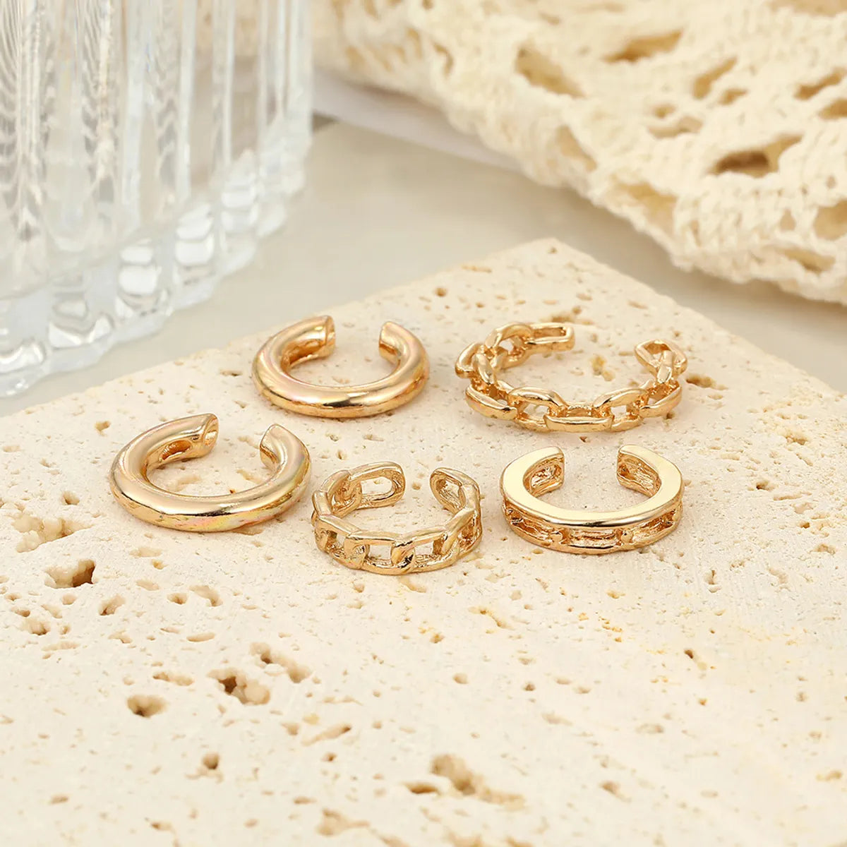 1 Set Retro Simple Style Geometric Plating Alloy Ear Cuffs