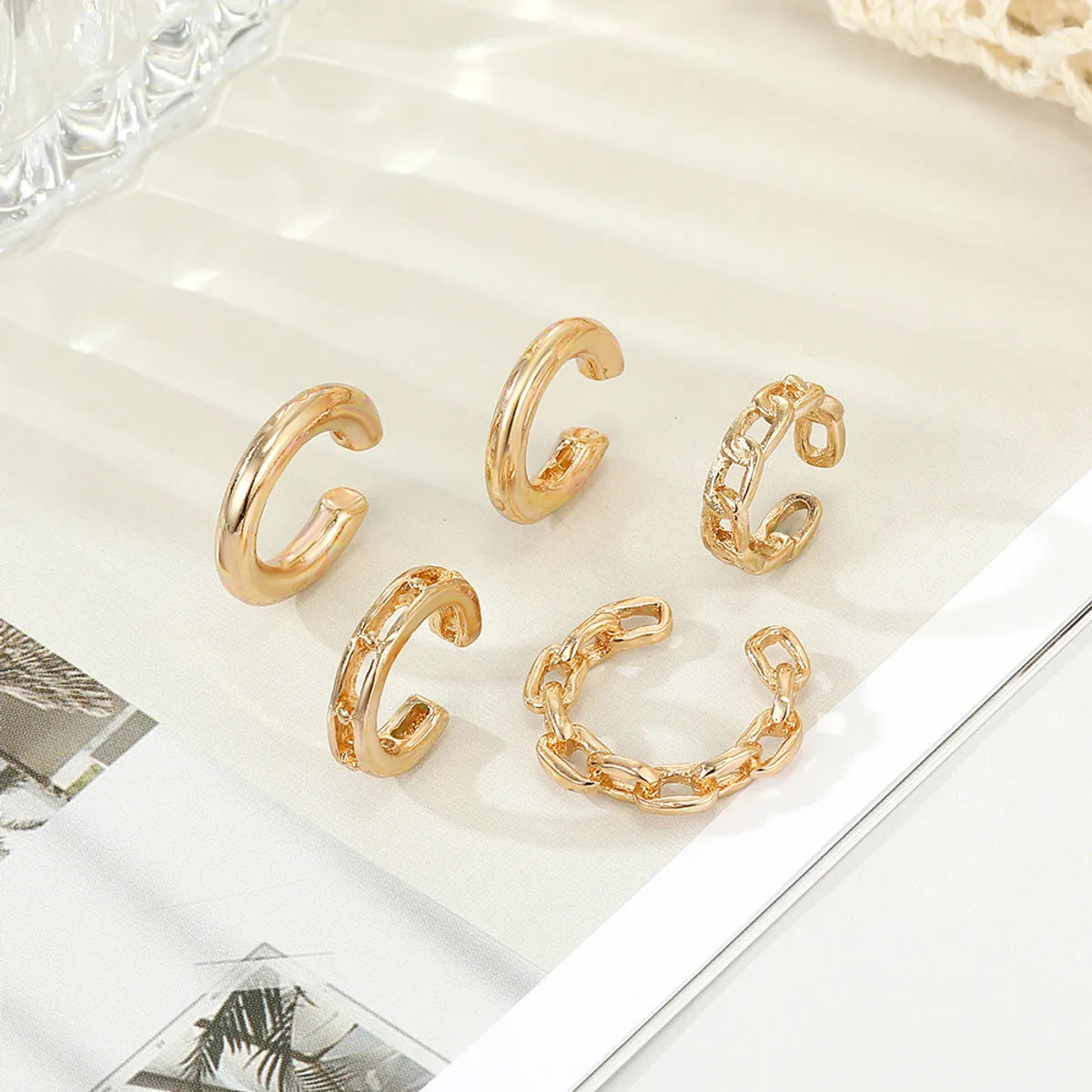 1 Set Retro Simple Style Geometric Plating Alloy Ear Cuffs