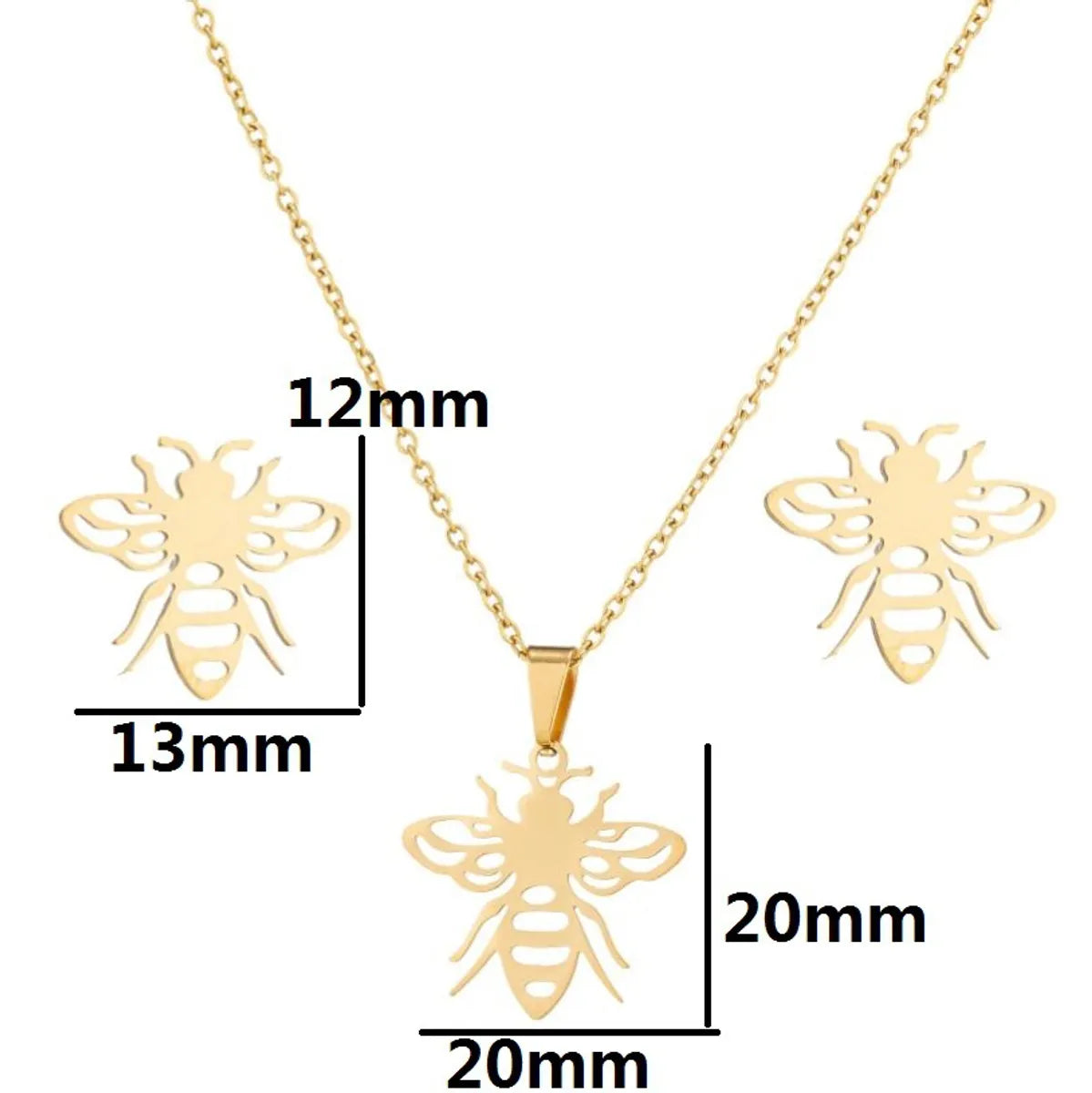 1 Set Simple Style Bee Butterfly Stainless Steel Plating Earrings Necklace