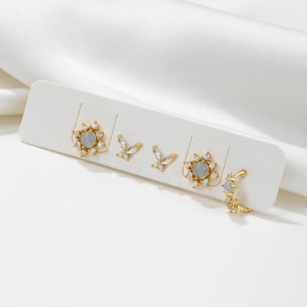 1 Set Simple Style Butterfly Plating Inlay Brass Zircon 18k Gold Plated Ear Studs