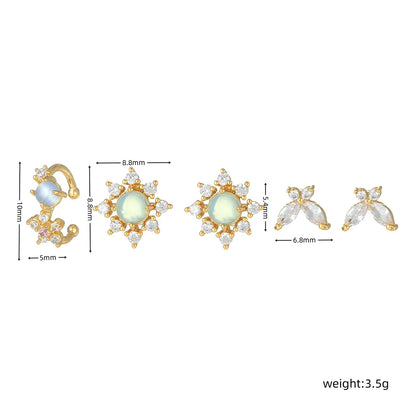 1 Set Simple Style Butterfly Plating Inlay Brass Zircon 18k Gold Plated Ear Studs