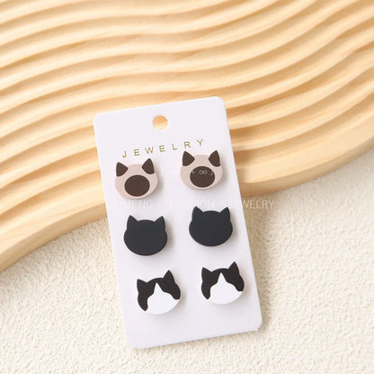 1 Set Simple Style Cat Stoving Varnish Plastic Resin Drop Earrings