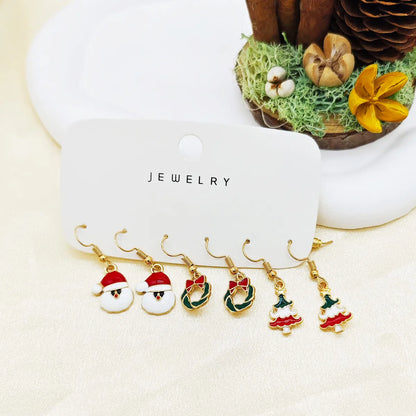 1 Set Simple Style Christmas Tree Santa Claus Alloy Drop Earrings