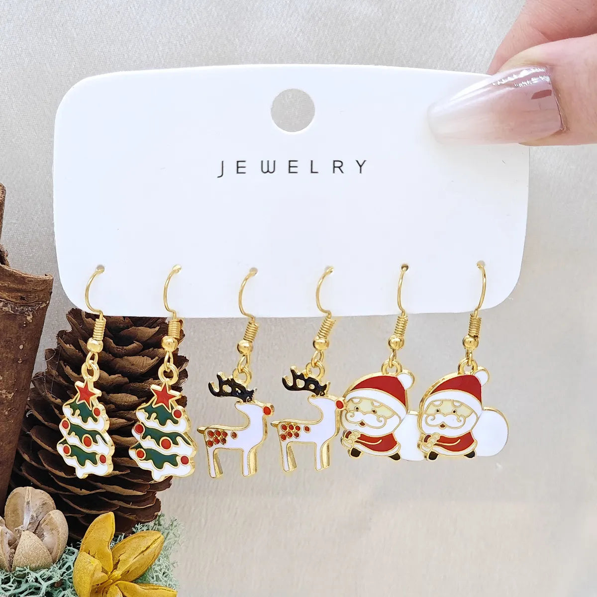 1 Set Simple Style Christmas Tree Santa Claus Alloy Drop Earrings