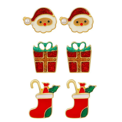 1 Set Simple Style Christmas Tree Santa Claus Christmas Socks Plating Alloy Drop Earrings Ear Studs