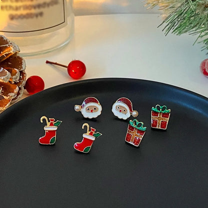 1 Set Simple Style Christmas Tree Santa Claus Christmas Socks Plating Alloy Drop Earrings Ear Studs