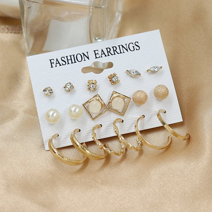 1 Set Simple Style Circle Heart Shape Butterfly Metal Plating Inlay Pearl Women'S Earrings