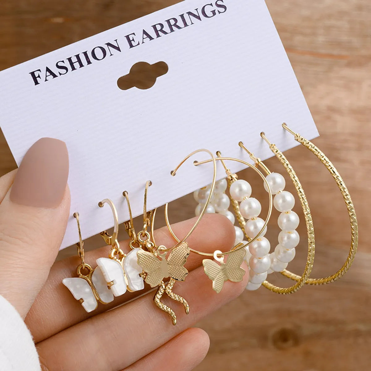 1 Set Simple Style Circle Heart Shape Butterfly Metal Plating Inlay Pearl Women'S Earrings