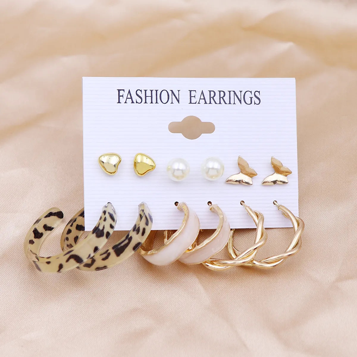 1 Set Simple Style Circle Heart Shape Butterfly Metal Plating Inlay Pearl Women'S Earrings