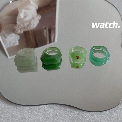 1 Set Simple Style Circle Knot Plastic Resin Polishing Women's Rings