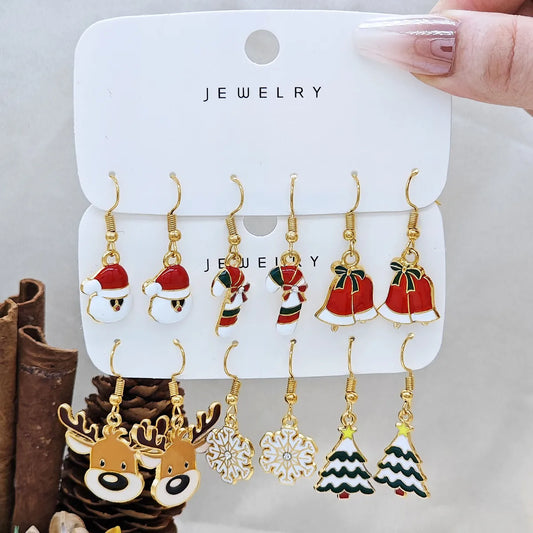 1 Set Simple Style Classic Style Christmas Tree Elk Alloy Drop Earrings