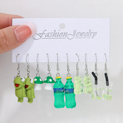 1 Set Simple Style Classic Style Color Block Tassel Epoxy Arylic Drop Earrings