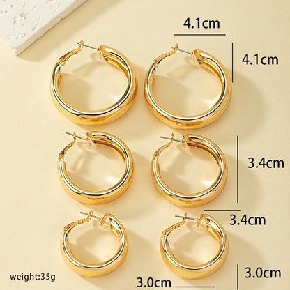 1 Set Simple Style Classic Style Commute Round Plating Alloy 14k Gold Plated Hoop Earrings