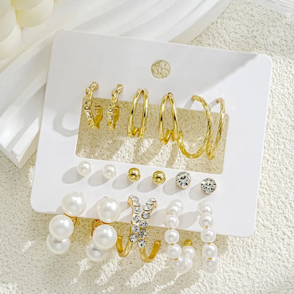 1 Set Simple Style Classic Style Geometric Inlay Zinc Alloy Rhinestones Ear Studs