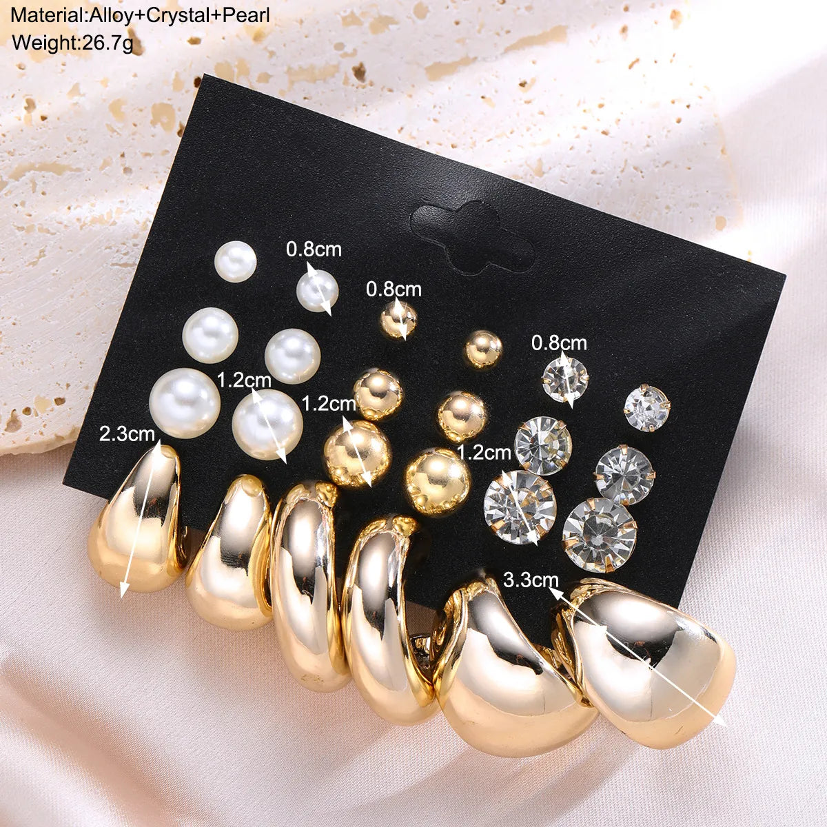 1 Set Simple Style Classic Style Geometric Inlay Zinc Alloy Rhinestones Ear Studs