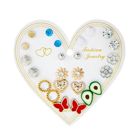 1 Set Simple Style Classic Style Heart Shape Inlay Alloy Rhinestones Ear Studs