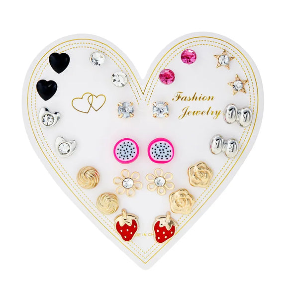 1 Set Simple Style Classic Style Heart Shape Inlay Alloy Rhinestones Ear Studs