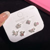 1 Set Simple Style Classic Style Insect Heart Shape Bow Knot Inlay Alloy Rhinestones Ear Studs