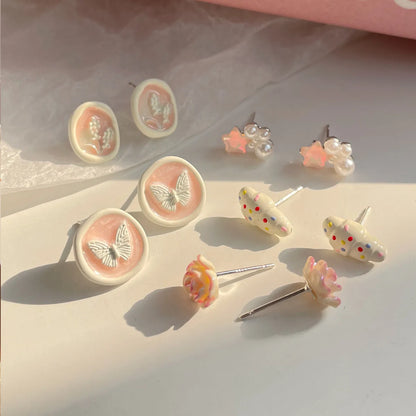 1 Set Simple Style Classic Style Leaf Insect Flower Enamel Resin Ear Studs