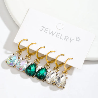 1 Set Simple Style Classic Style Water Droplets Inlay Alloy Zircon Drop Earrings