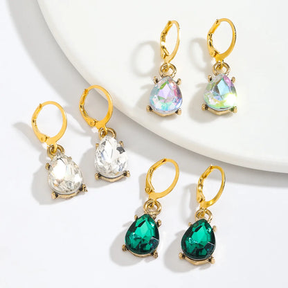 1 Set Simple Style Classic Style Water Droplets Inlay Alloy Zircon Drop Earrings