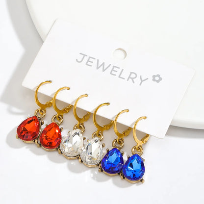 1 Set Simple Style Classic Style Water Droplets Inlay Alloy Zircon Drop Earrings