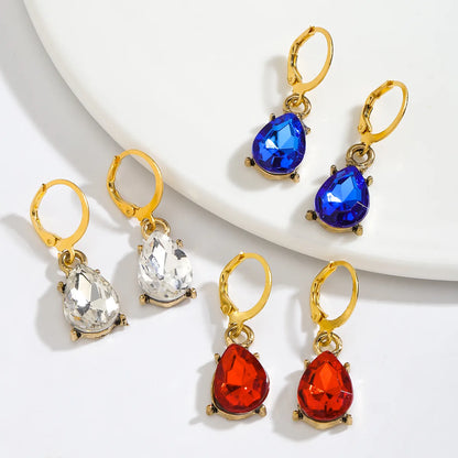 1 Set Simple Style Classic Style Water Droplets Inlay Alloy Zircon Drop Earrings