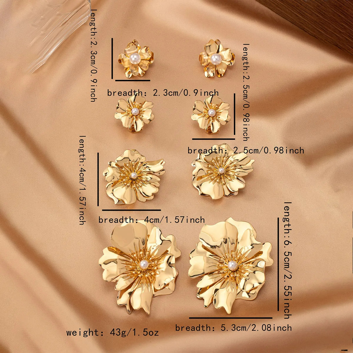 1 Set Simple Style Flower Plating Alloy Ear Studs