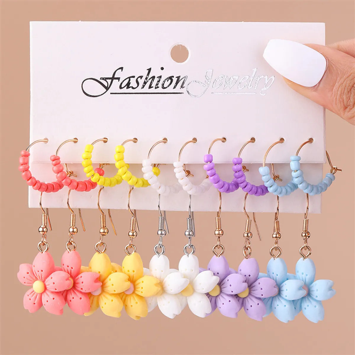 1 Set Simple Style Flower Plating Plastic Drop Earrings