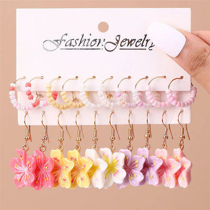 1 Set Simple Style Flower Plating Plastic Drop Earrings