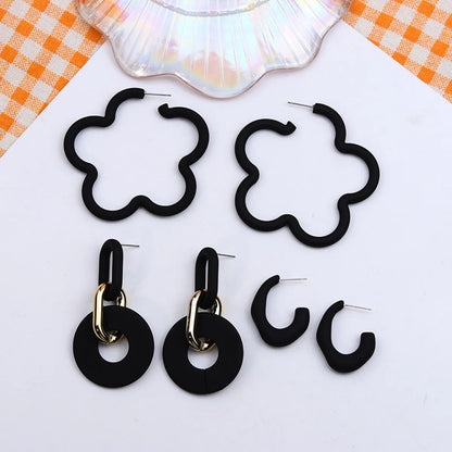 1 Set Simple Style Flower Spray Paint Arylic Drop Earrings