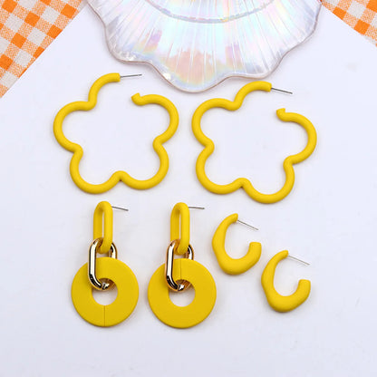 1 Set Simple Style Flower Spray Paint Arylic Drop Earrings