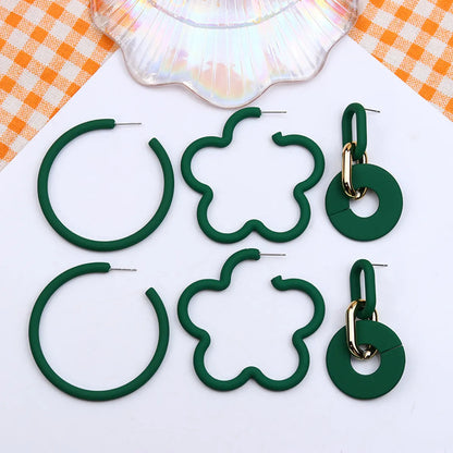 1 Set Simple Style Flower Spray Paint Arylic Drop Earrings